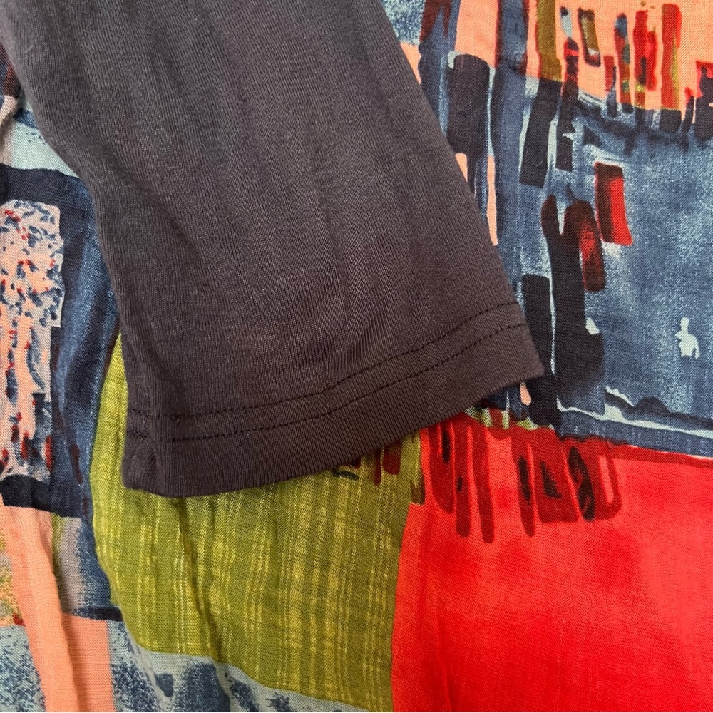 Summer Top Red And Blue Patchwork Lightweight Blo… - image 5